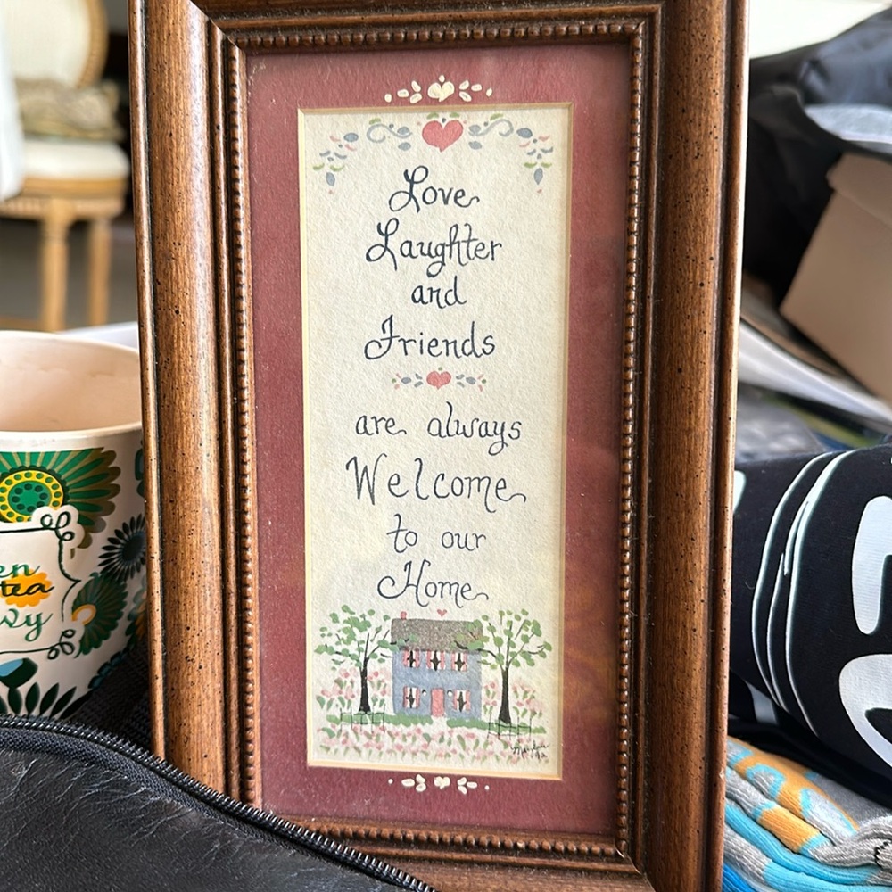 Vintage framed watercolor picture.